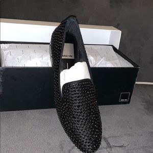 Dolce Vita black on black rhinestone loafers